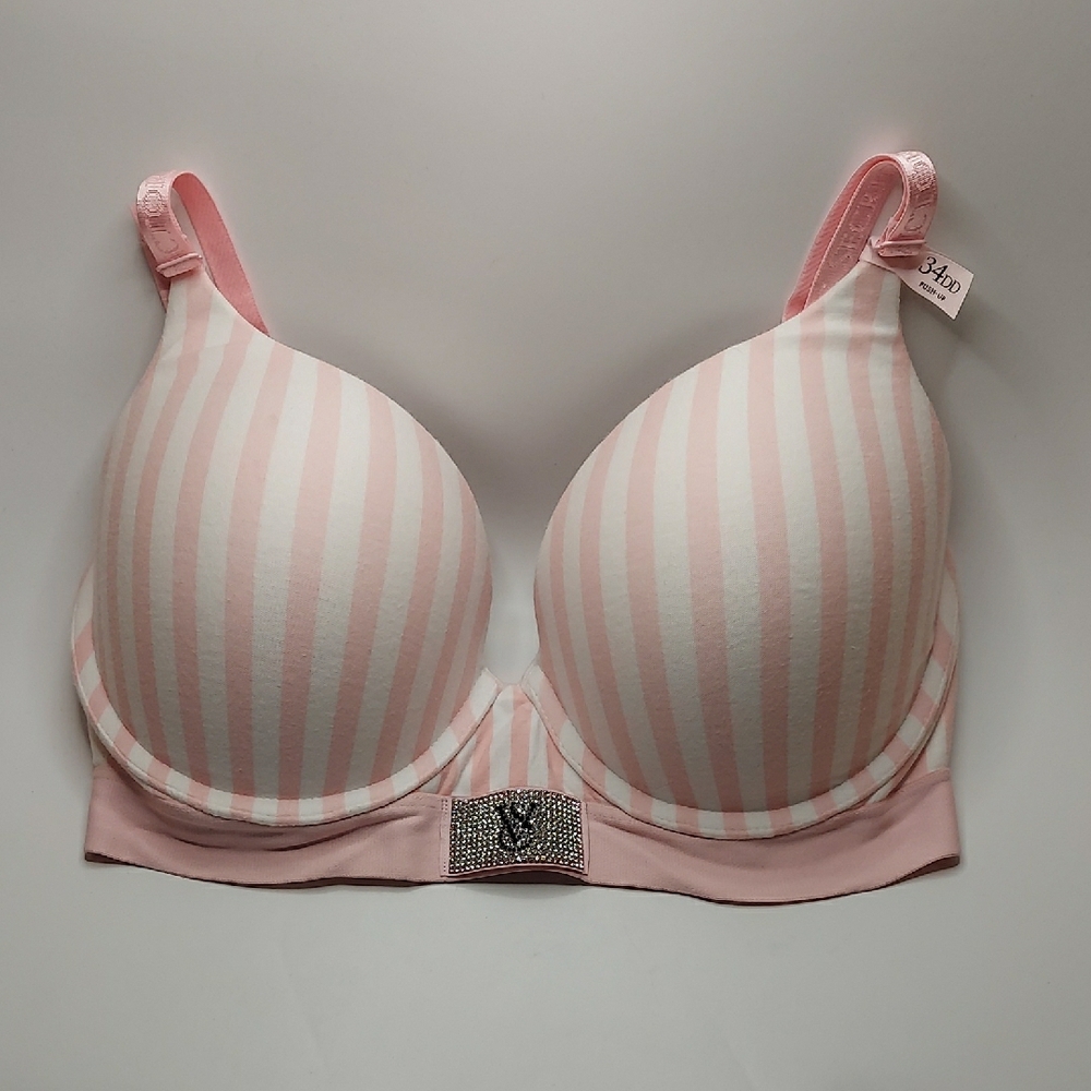 Victoria's Secret Pink and White Striped Bra with Underwire, 34DD